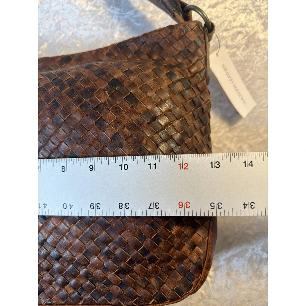 Wilsons Leather Brown Woven Leather Hobo Shoulder Bag Purse Boho NWT